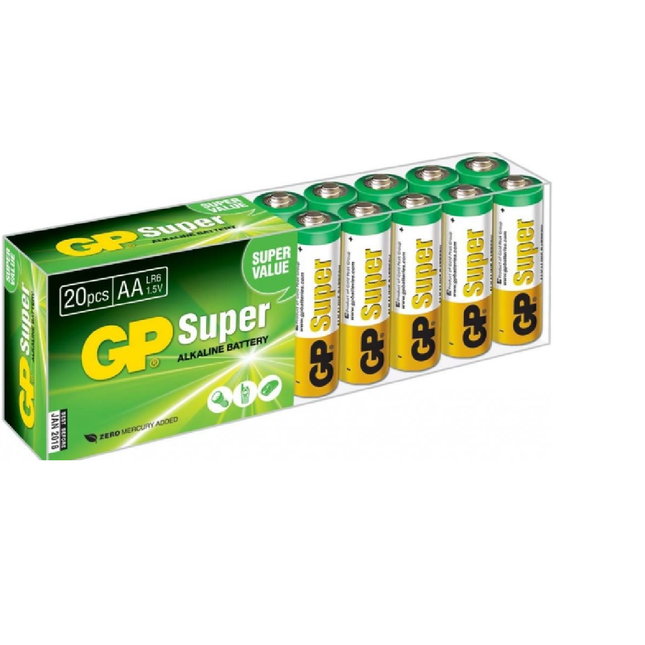 GP Super Alkaline baterie 15A LR06 (AA, tužka) 1,5V 20 kusů