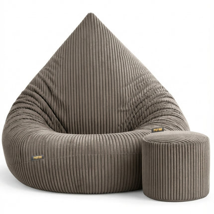 Manšestrový sedací vak velky šedobéžový taupe + PODNOŽKA ZDARMA (Copy) (Copy)