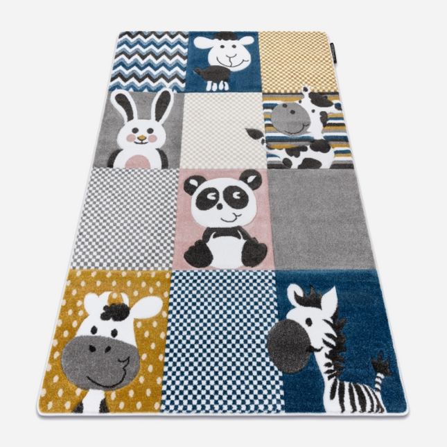 Dětský kusový koberec Petit ZOO grey, beige