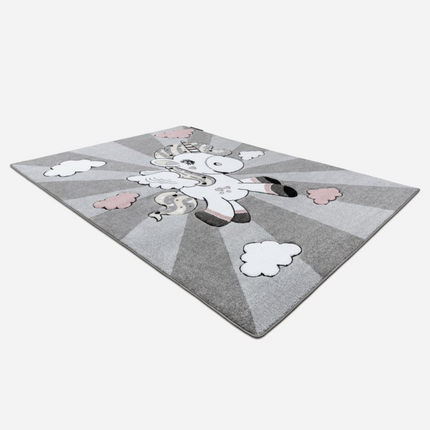 Dětský kusový koberec Petit Unicorn Jednorožec grey