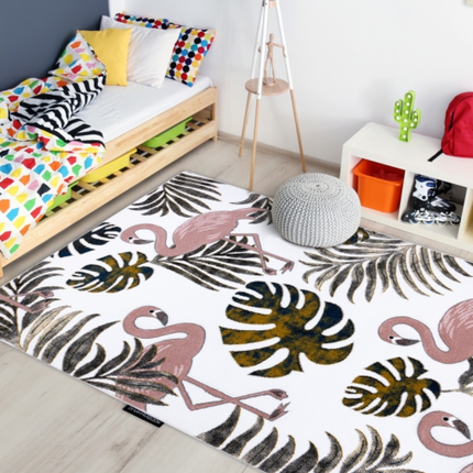Dětský kusový koberec Petit Flaming a listy, beige