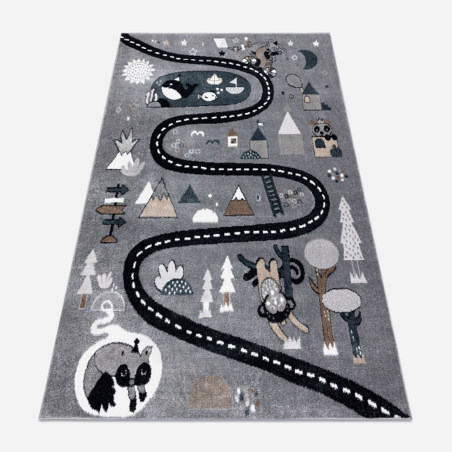 Dětský kusový koberec FUN Route grey