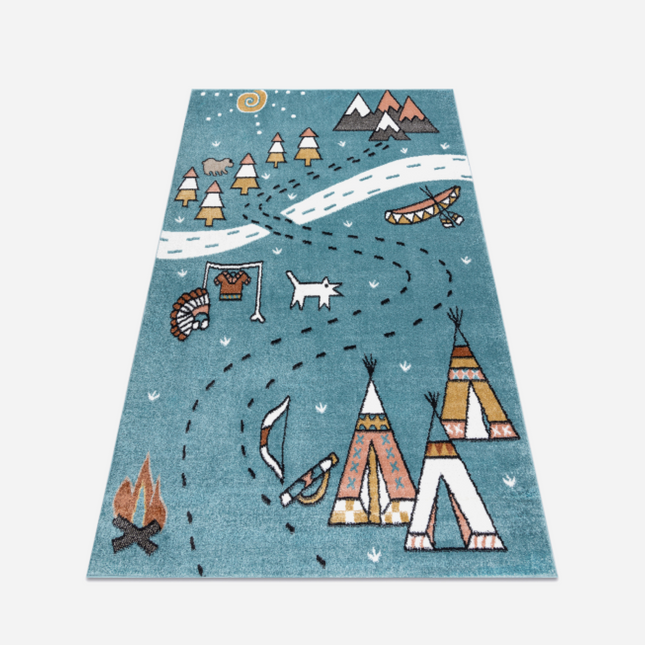 Dětský kusový koberec FUN INDIAN blue