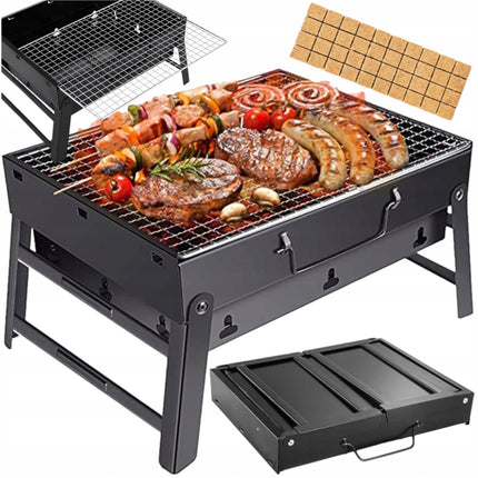 Přenosný cestovní skládací gril na dřevěné uhlí  - Podpalovac gratis