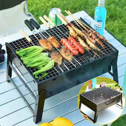 Přenosný cestovní skládací gril na dřevěné uhlí  - Podpalovac gratis