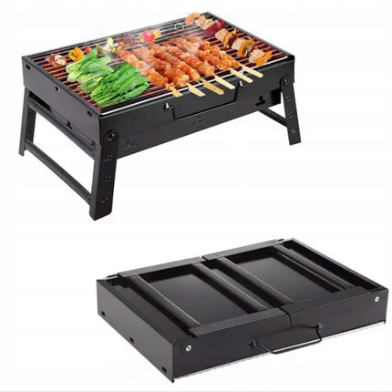 Přenosný cestovní skládací gril na dřevěné uhlí  - Podpalovac gratis