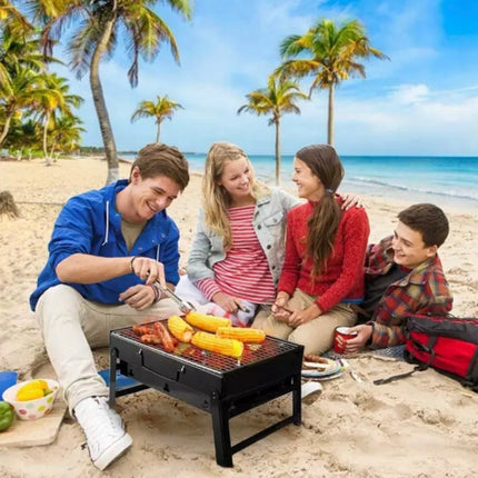 Přenosný cestovní skládací gril na dřevěné uhlí  - Podpalovac gratis